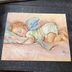 Vintage “Bottoms Up” Sleeping Baby Pastel Print By Maud  Tousey Fangel!